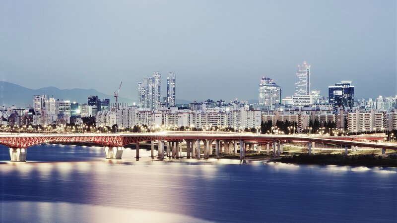 Seoul City Skyline — Blue