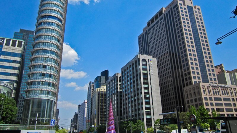 Seoul city skyline with modern buildings