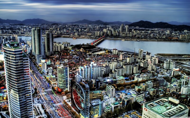 Seoul cityscape at dusk