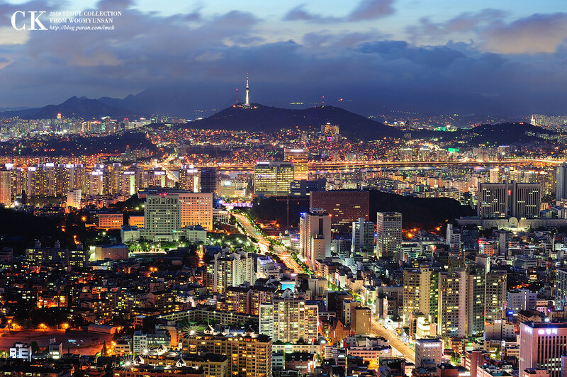 Seoul Cityscape at Night — Blue, Dramatic