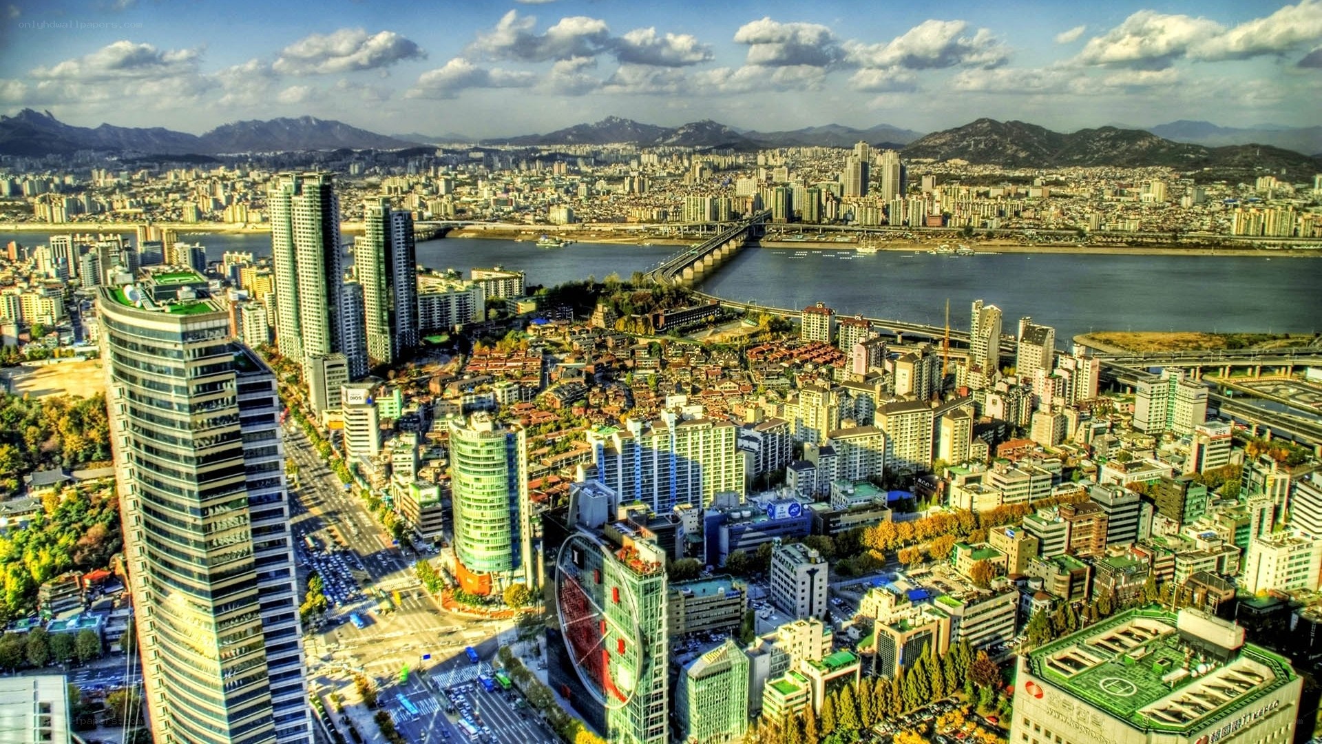 Seoul cityscape with Han River