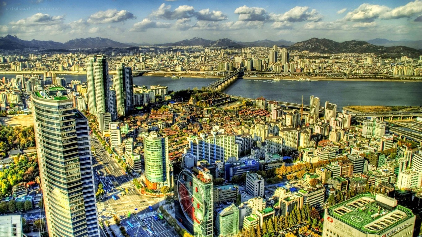 Seoul cityscape with Han River