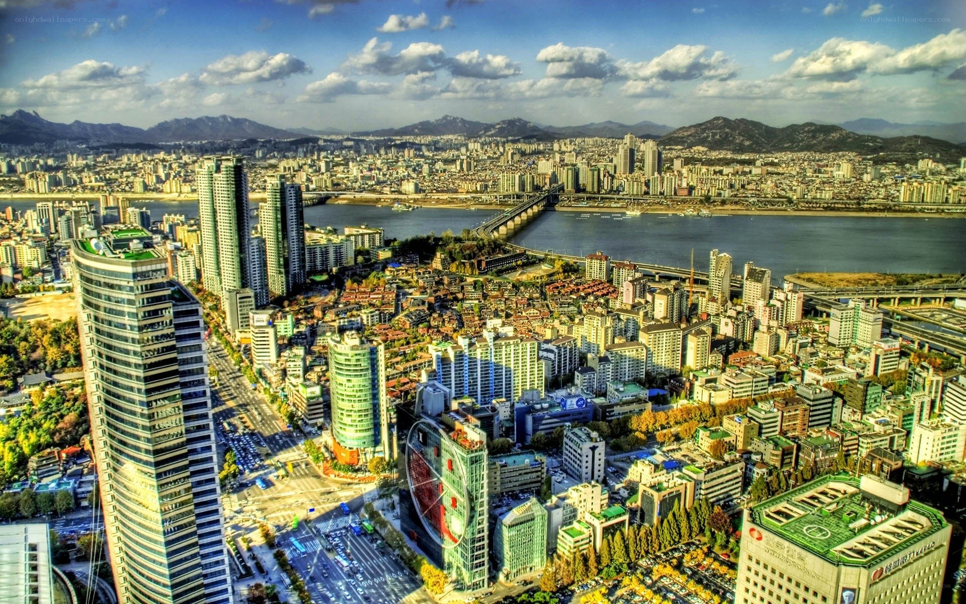 Seoul cityscape with Han River
