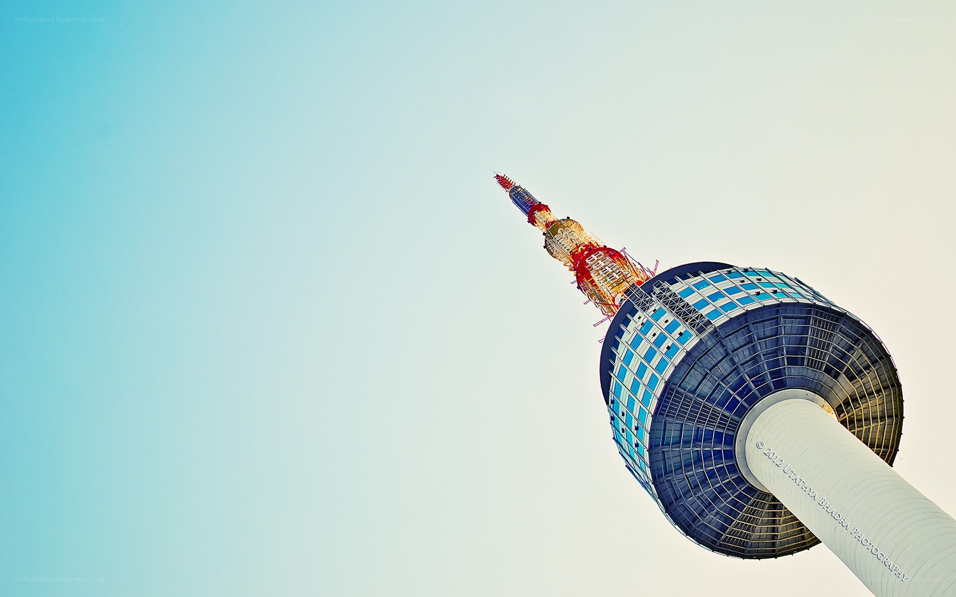 Seoul Tower against blue sky