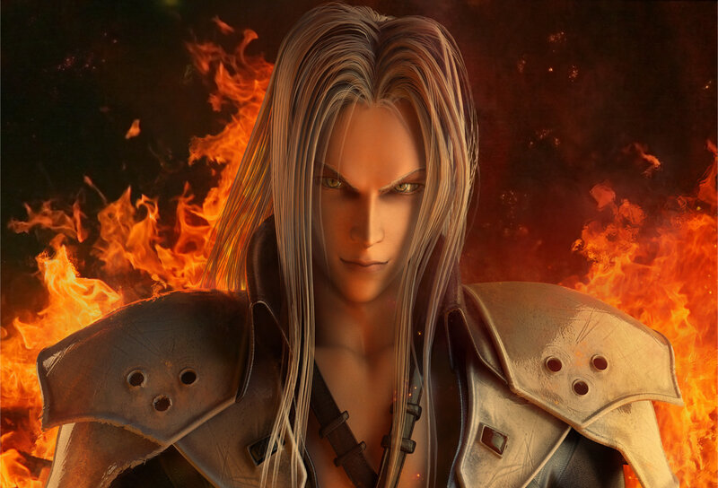 Sephiroth in flames