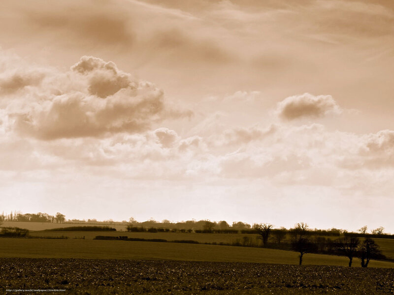 Sepia landscape with clouds