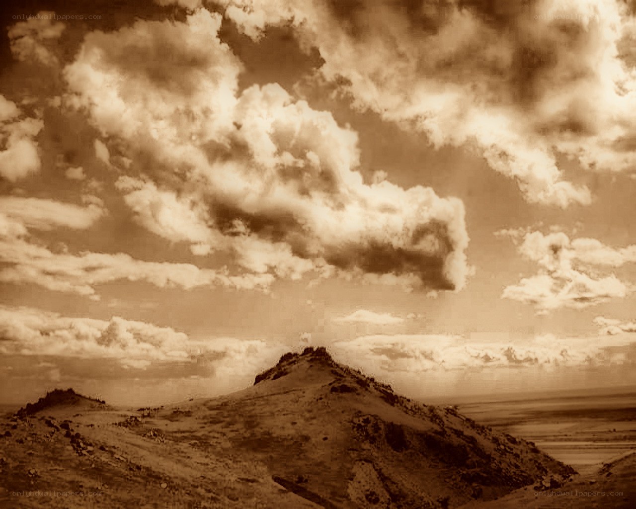 Sepia mountain landscape
