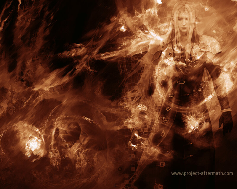 Sepia-toned character with energy effects