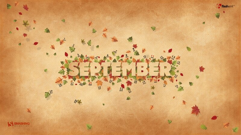 September autumn leaves calendar