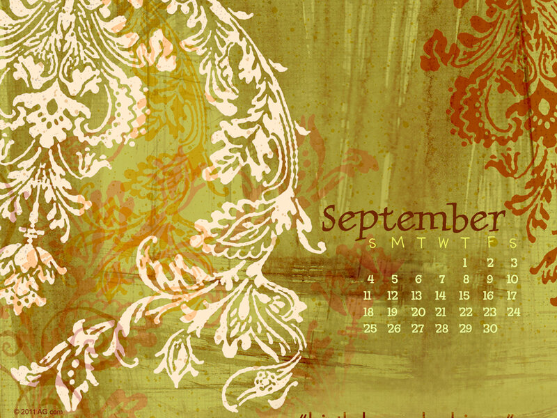 September Calendar with Floral Pattern