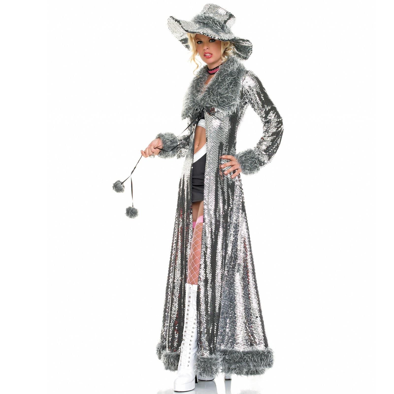 sequined costume with hat