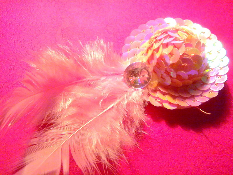 sequined feather ornament