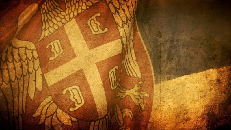 Serbian coat of arms on flag