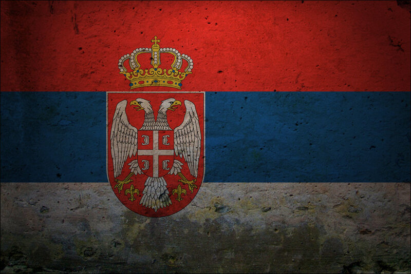 Serbian flag on textured wall