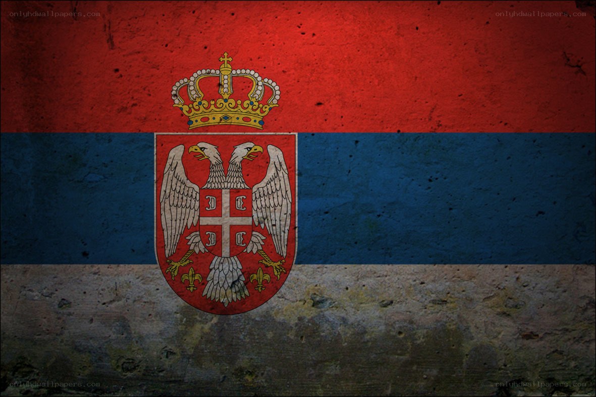 Serbian flag on textured wall