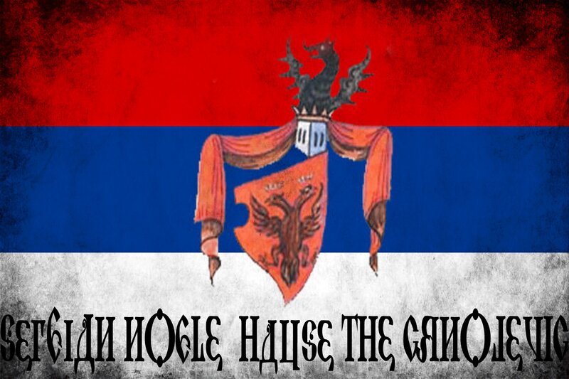 Serbian Flag with Coat of Arms — Red, Dramatic, Illustration, Coat of Arms
