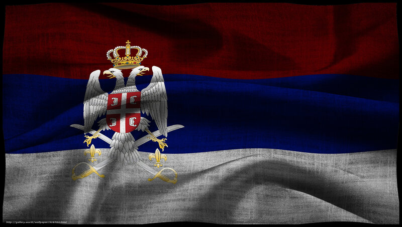 Serbian Flag with Coat of Arms — Red, Dramatic