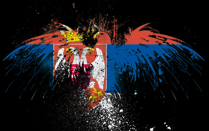 Serbian Flag with Eagle — Black