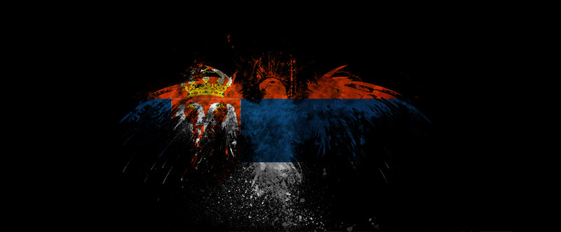Serbian flag with eagle