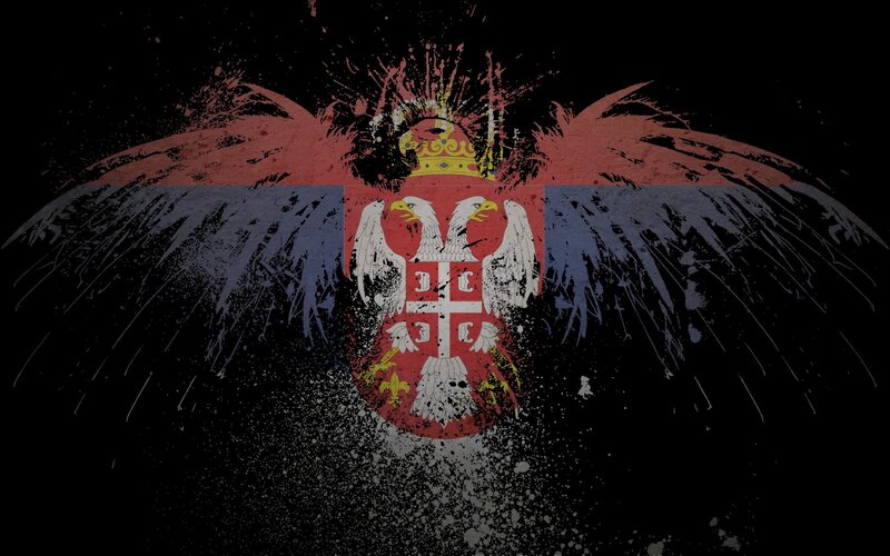 Serbian flag with griffin