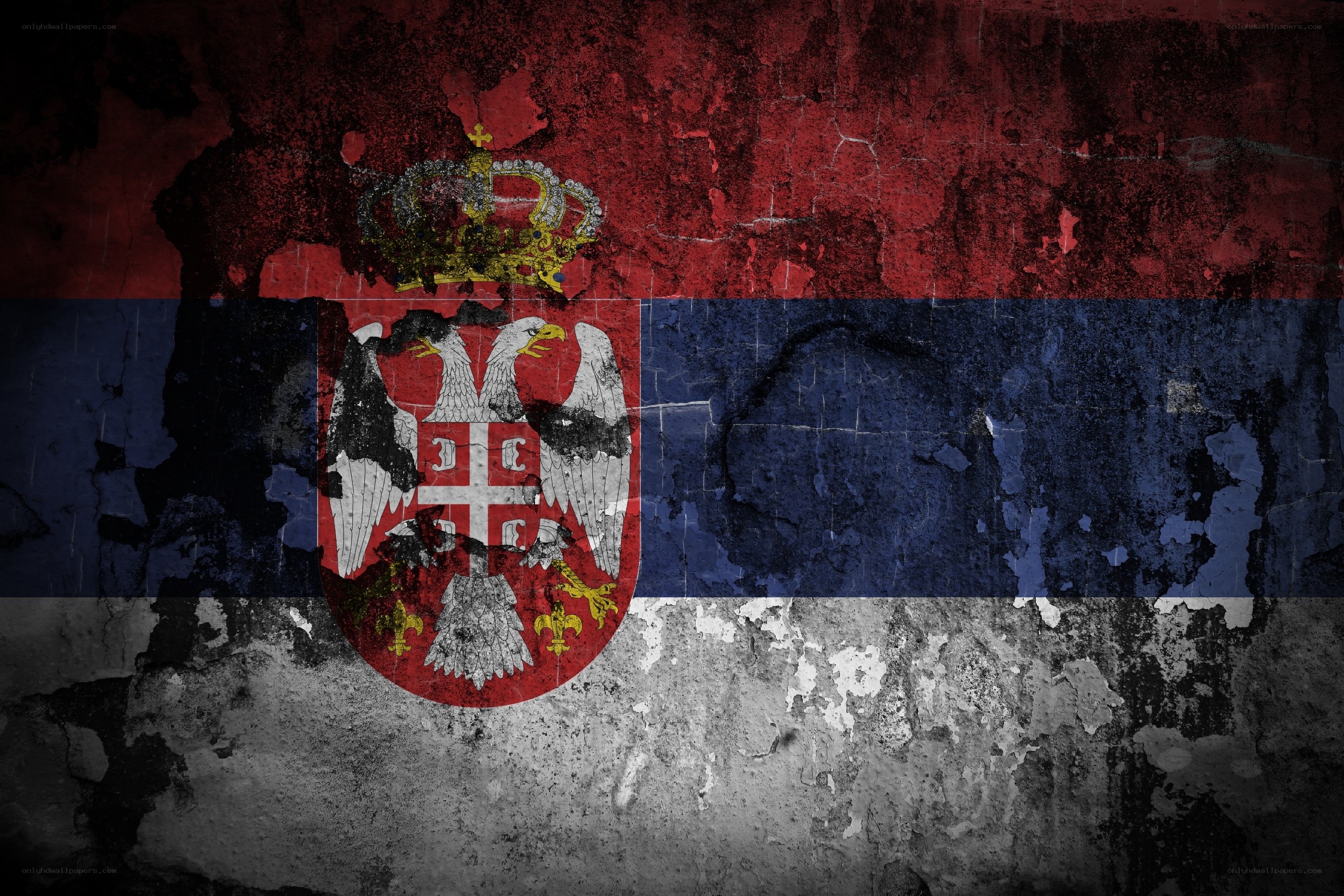 Serbian flag with grunge texture