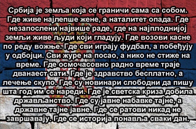 Serbian text on flag background