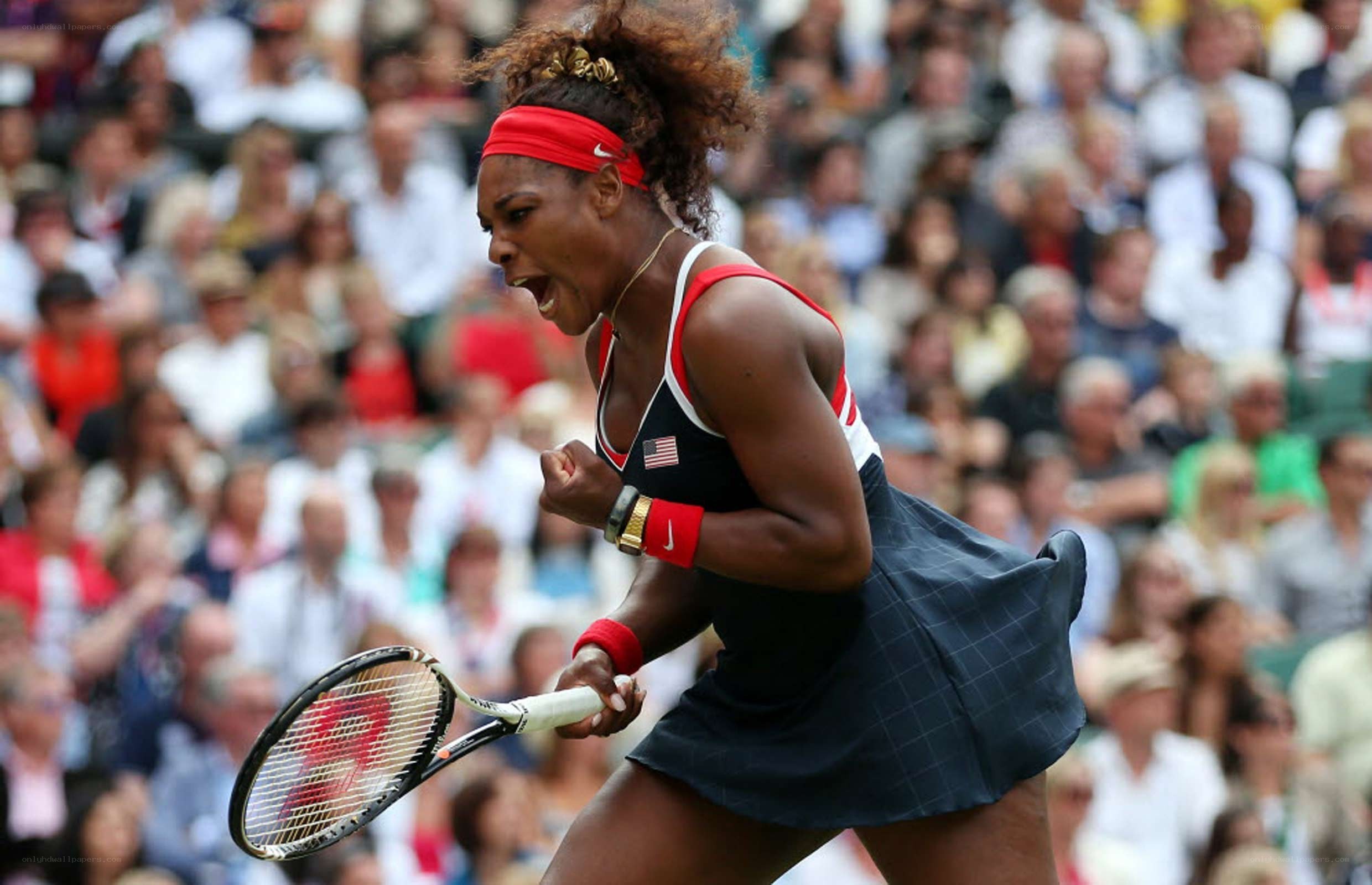 Serena Williams celebrates victory