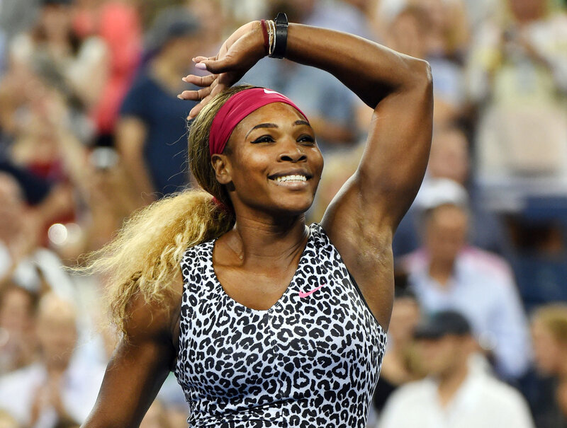 Serena Williams celebrates victory