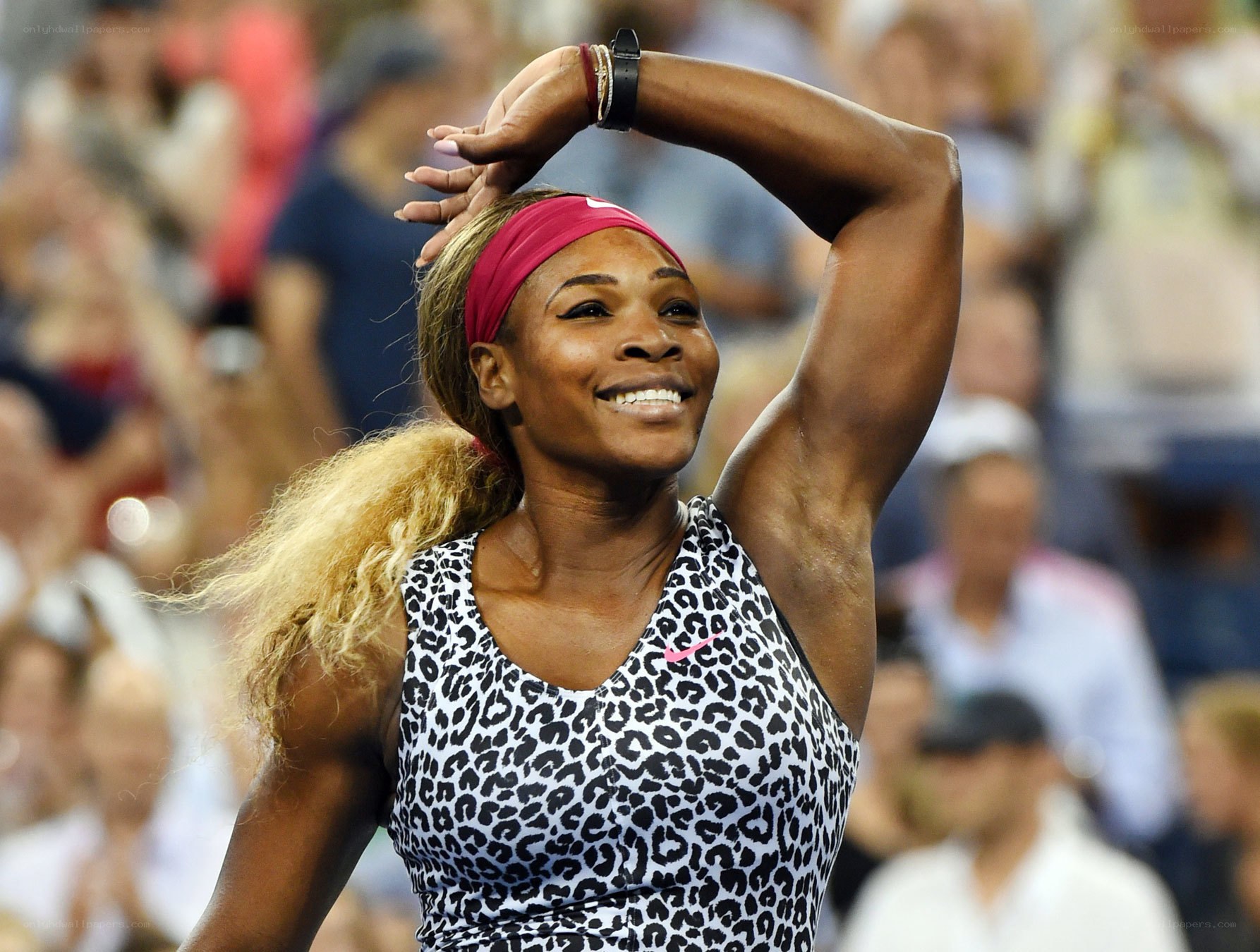Serena Williams celebrates victory