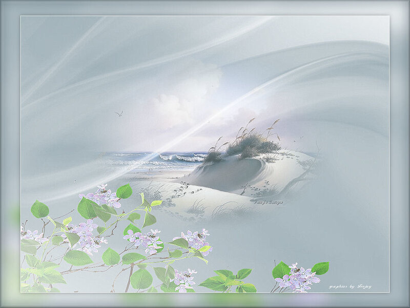 Serene beach with flowers