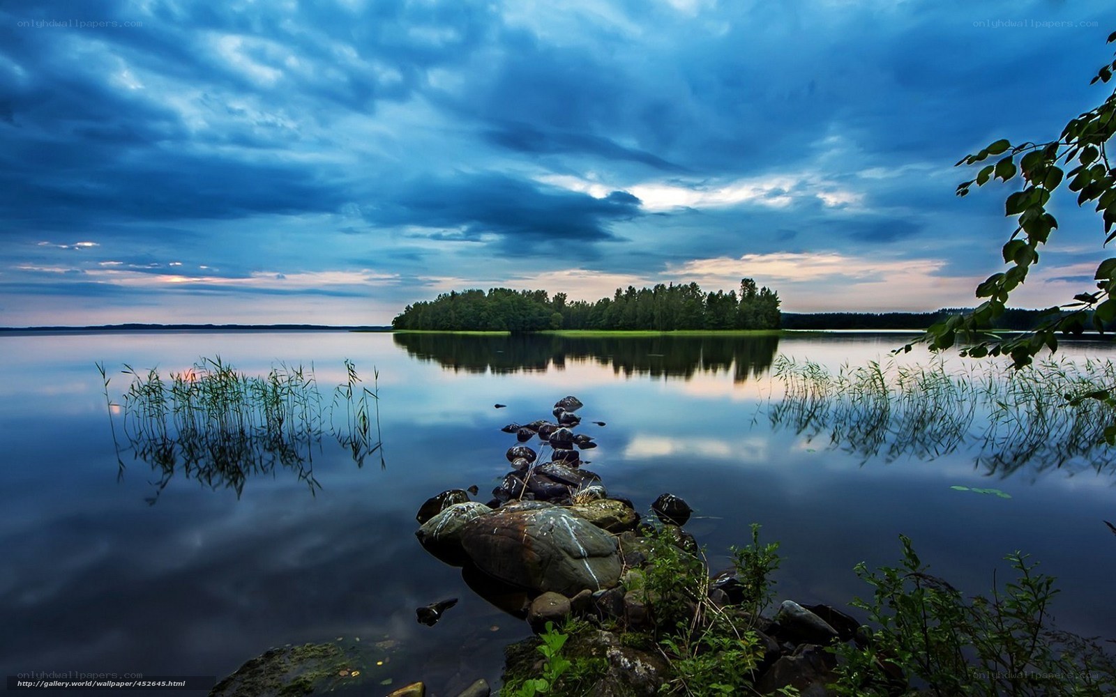 Serene lake at dusk