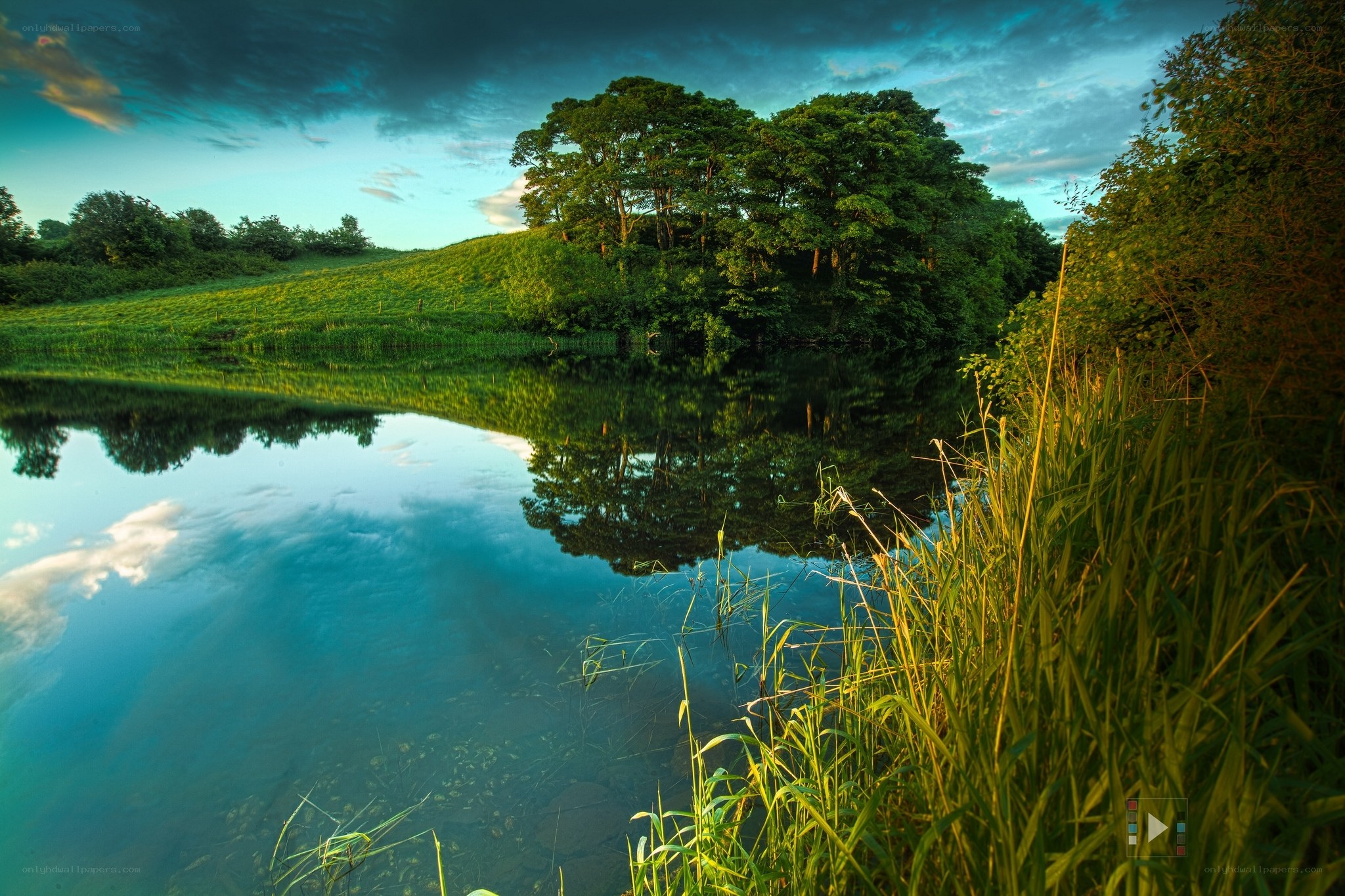 Serene lake at dusk