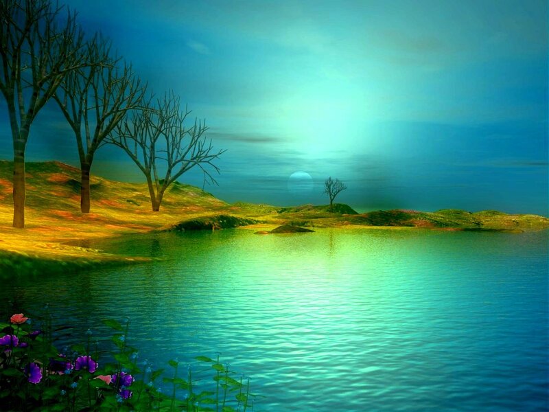 Serene lake at twilight