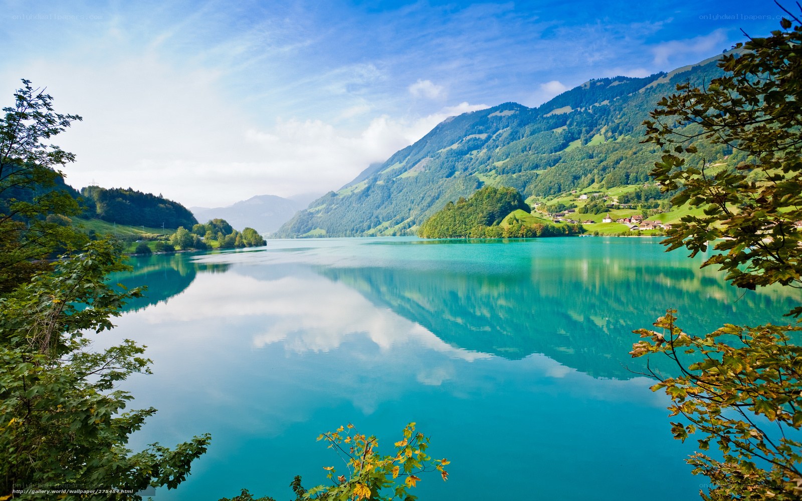 serene lake in alpine valley
