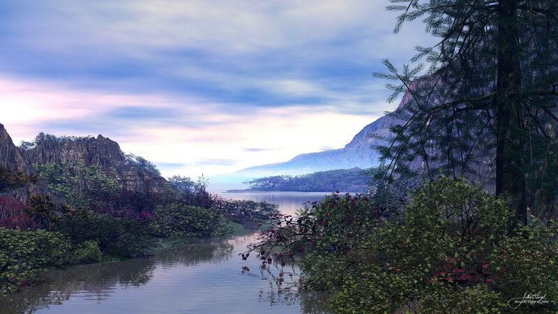 Serene lake landscape