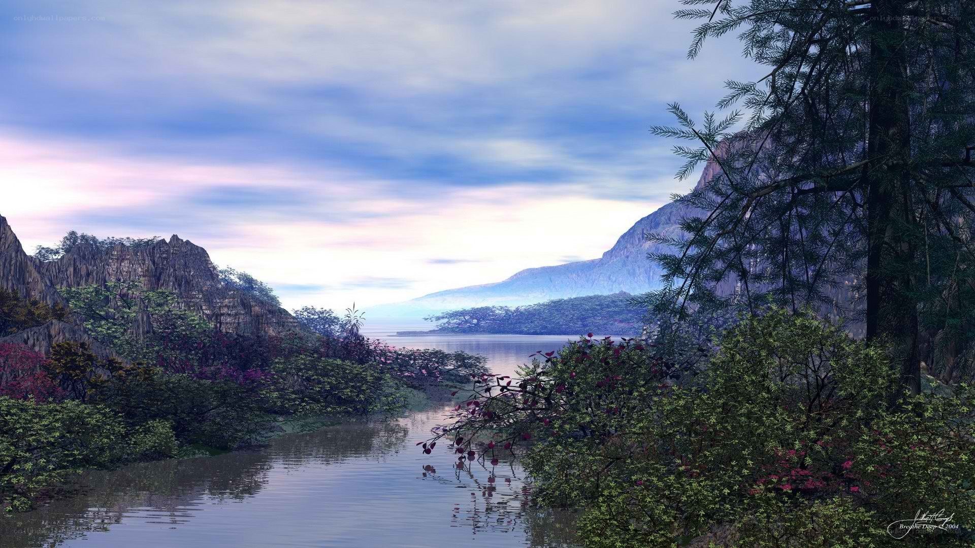 Serene lake landscape