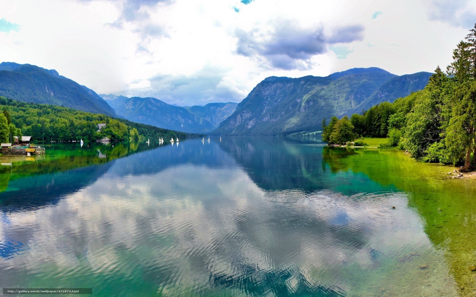 serene lake with mountain reflections