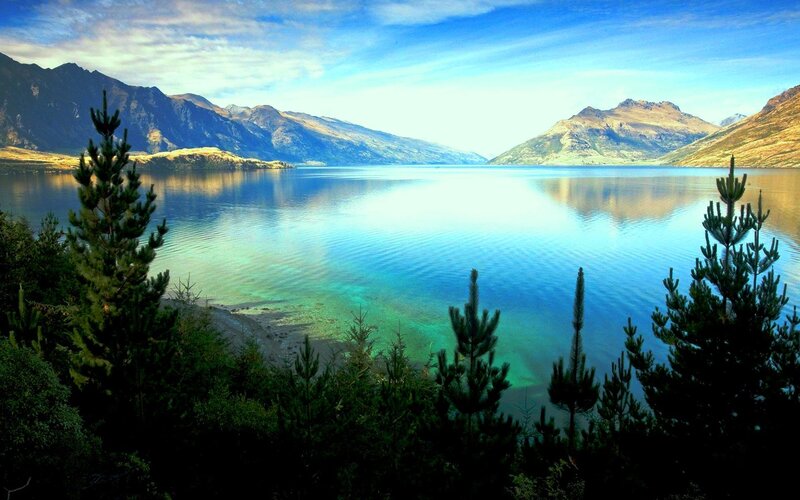 serene lake with mountains