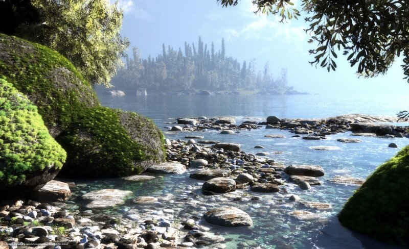 serene lakeside landscape