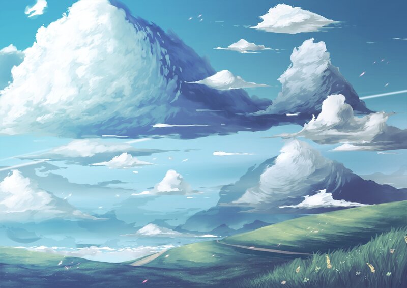 Serene landscape with clouds
