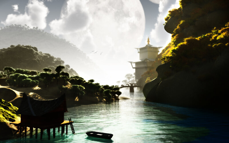serene river landscape