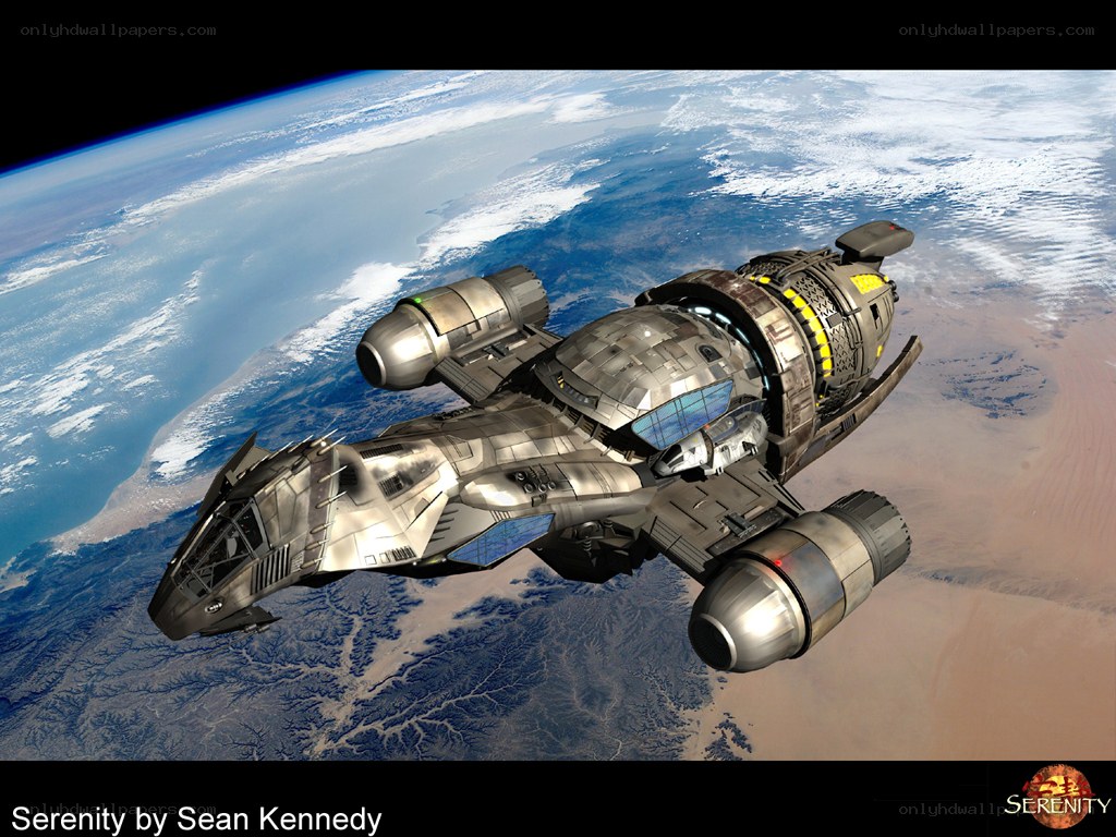 Serenity spaceship in orbit
