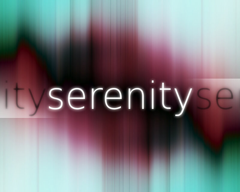 serenity text on colorful background