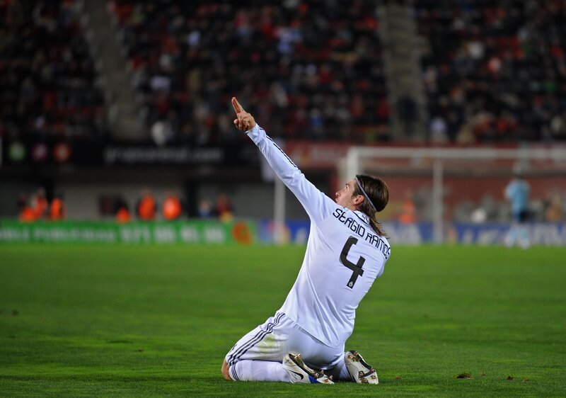 Sergio Ramos celebrates on field