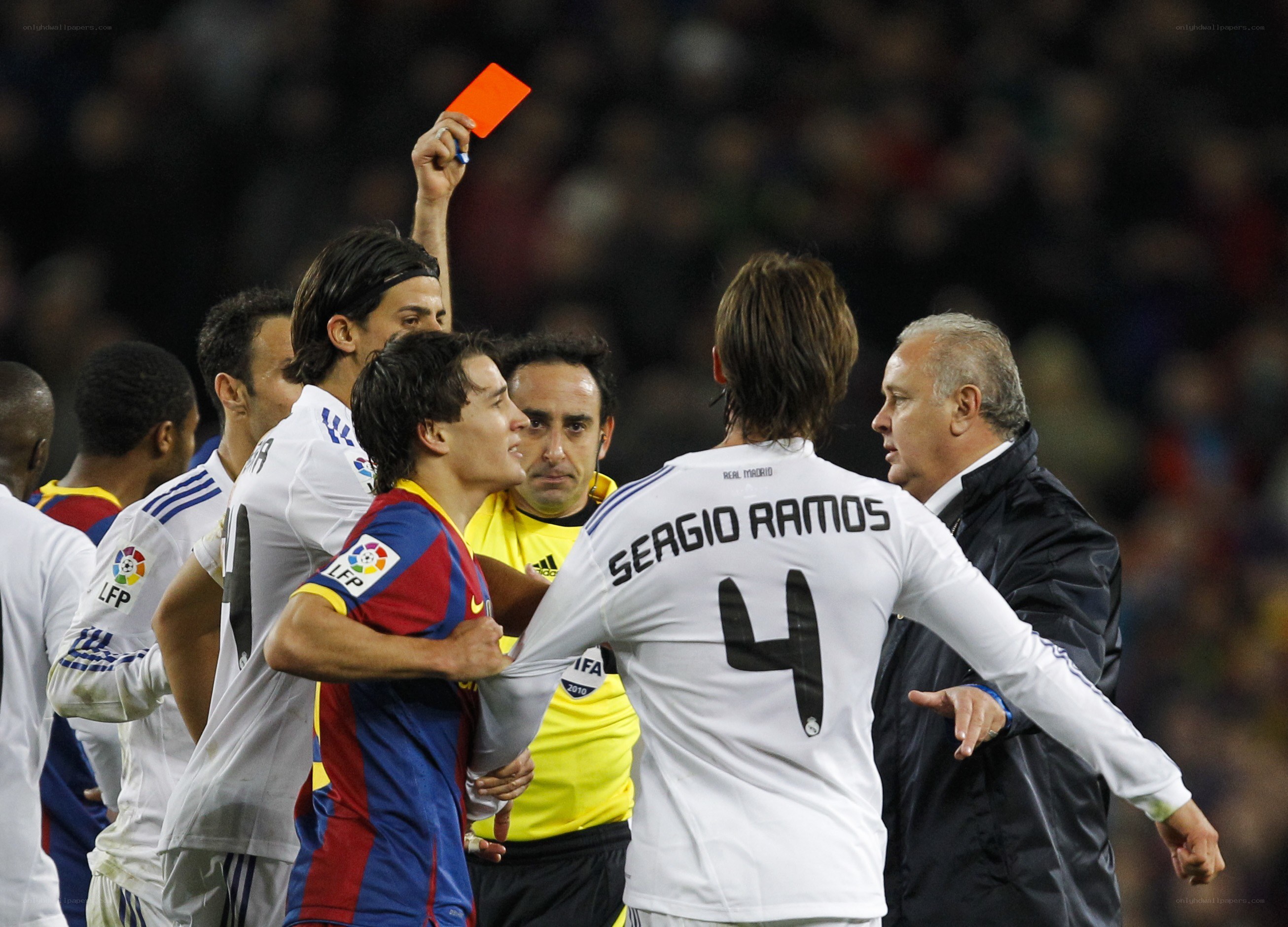 Sergio Ramos receives red card
