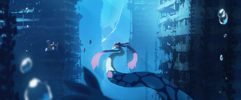 Serpentine Creature Underwater
