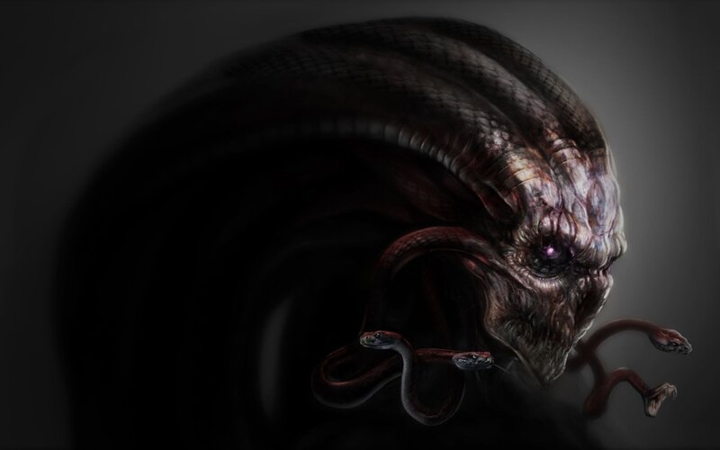 Serpentine Monster with Snakes