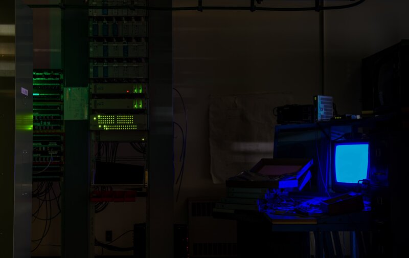 Server Rack in Dark Room
