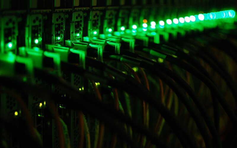 Server Rack with Cables — Green