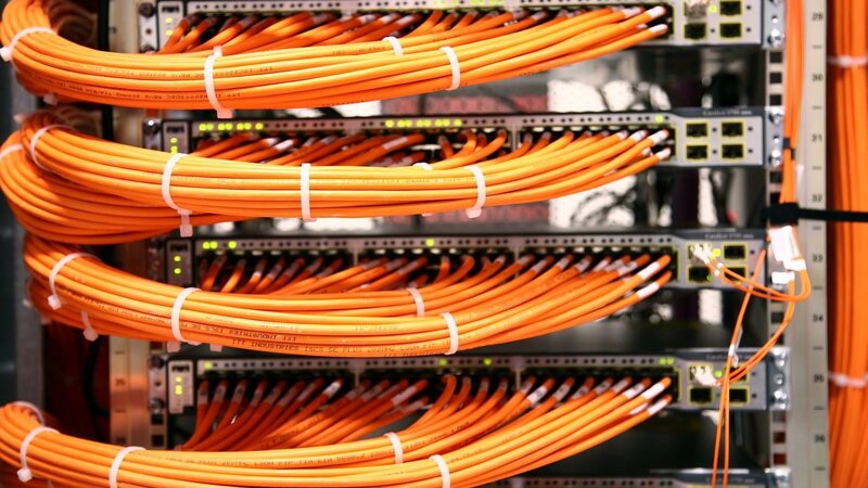 Server Rack with Cables — Orange, Technical